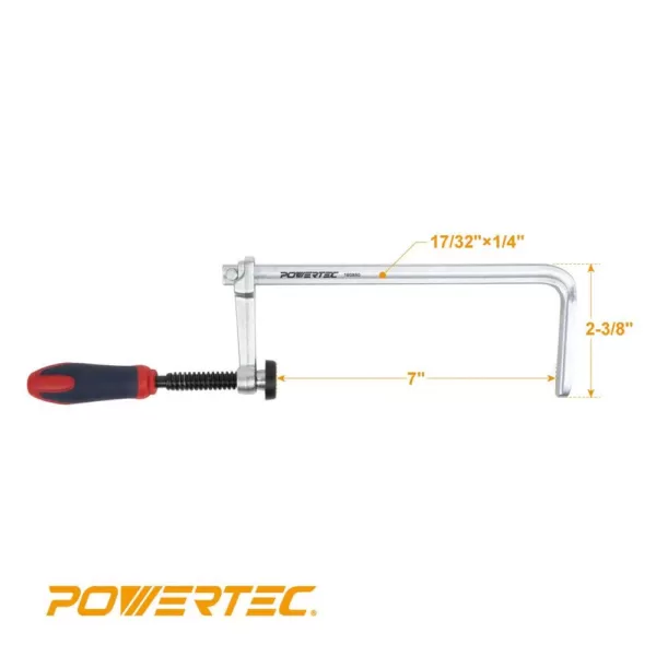 POWERTEC 7 in. Quick Screw Guide Rail Clamp with 2-3/8 in. Throat Depth (2-Pack)