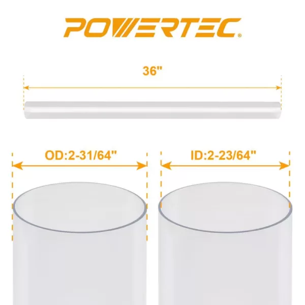 POWERTEC 2-1/2 in. x 36 in. Long Clear Pipe