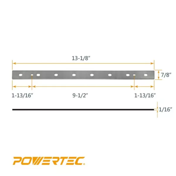 POWERTEC 13 in. HSS Planer Blades for DeWalt DW735 (Set of 3)