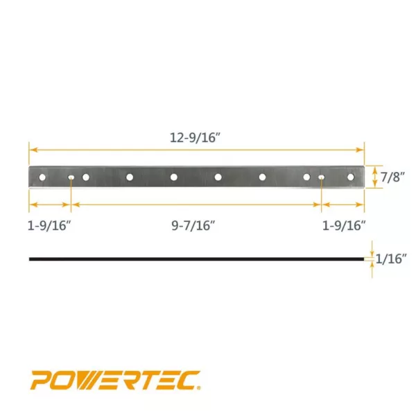 POWERTEC 12-1/2 in. High-Speed Steel Planer Knives Dual Sided Replacement Planer Blades for DW7342 (6-Pack)