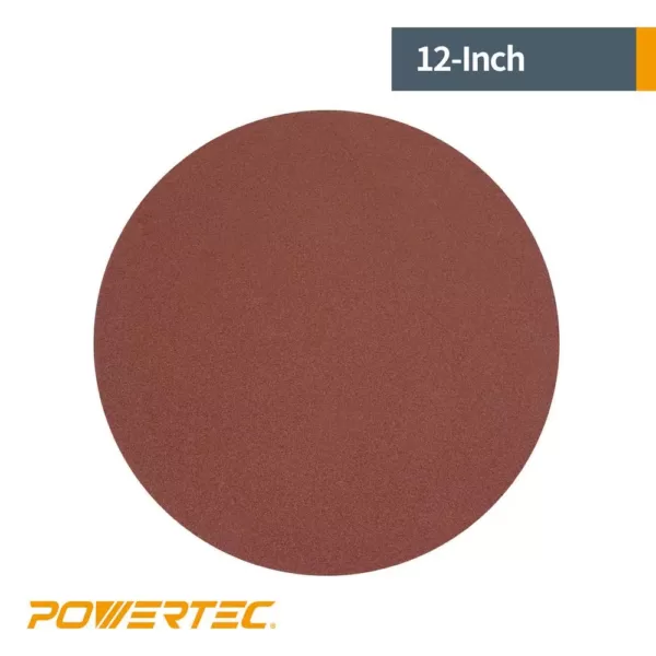 POWERTEC 12 in. 60 Grit PSA Aluminum Oxide Sanding Disc, Self Stick (3-Pack)