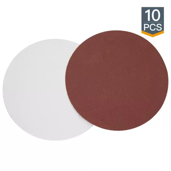 POWERTEC 12 in. 100 Grit PSA Aluminum Oxide Self Stick Sanding Disc (10-Pack)