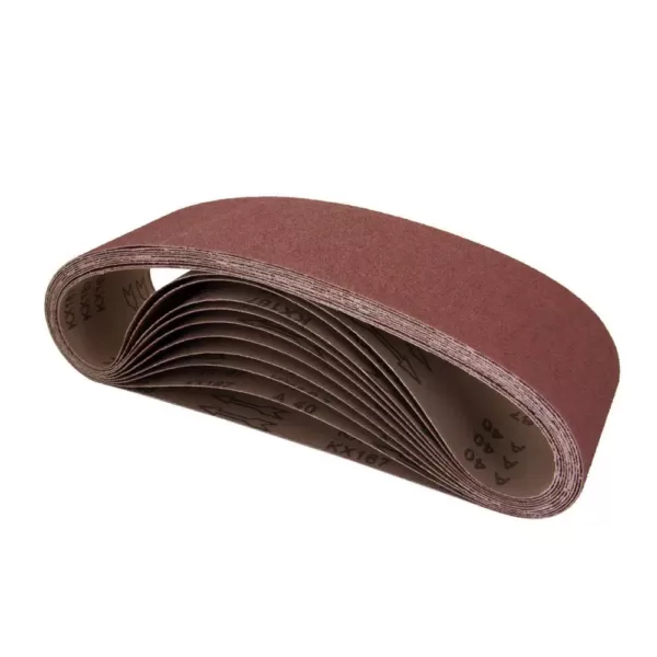 POWERTEC 4 in. x 36 in. 80-Grit Aluminum Oxide Sanding Belt (10-Pack)