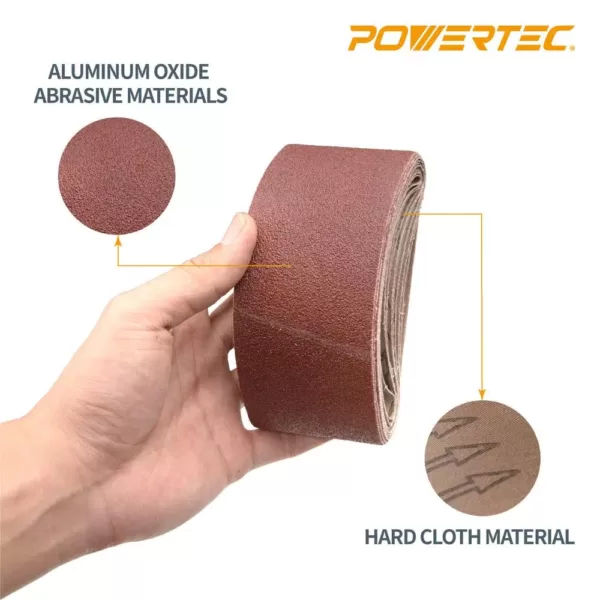 POWERTEC 2-1/2 in. x 14 in. 120-Grit Aluminum Oxide Sanding Belt (10-Pack)