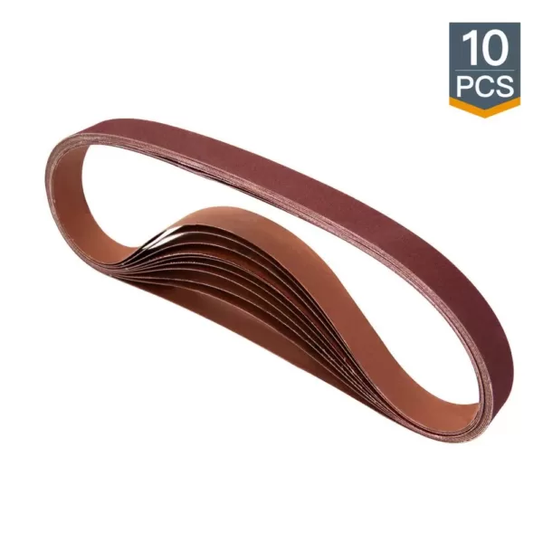 POWERTEC 1 in. x 42 in. 80-Grit Aluminum Oxide Sanding Belt (10-Pack)