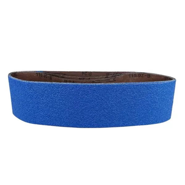 POWERTEC 4 in. x 36 in. 24-Grit Metal Grinding Zirconia Sanding Belt (3-Pack)