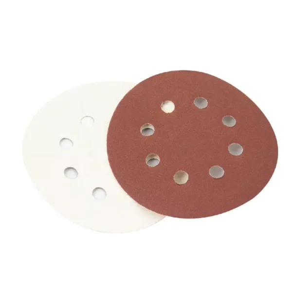 POWERTEC 5 in. 240-Grit Aluminum Oxide Hook and Loop 8-Hole Disc (25-Pack)