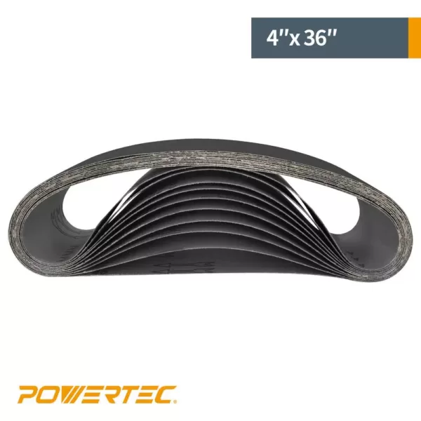 POWERTEC 4 in. x 36 in. 320-Grit Silicon Carbide Sanding Belt (3-Pack)