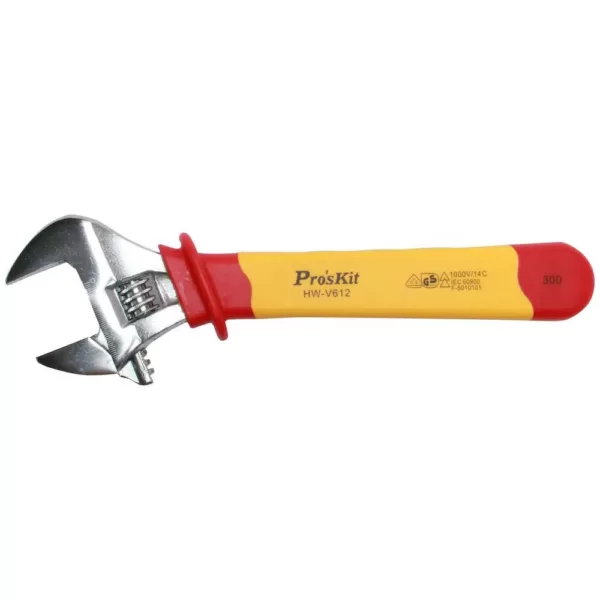 Pro'sKit 12 in. VDE 1000-Volt Insulated Adjustable Wrench