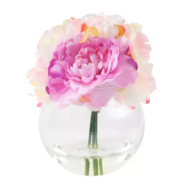 Pure Garden 7.5 in. Peony Floral Pink Arrangement