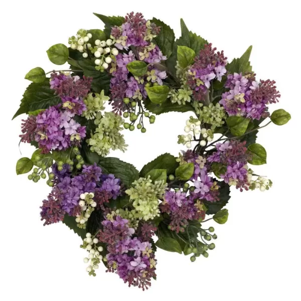 Nearly Natural 20 in. Hanel Lilac Wreath