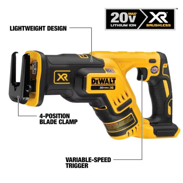 DEWALT 20-Volt MAX Lithium-Ion Cordless Brushless Compact Reciprocating Saw with 20-Volt Cordless Brushless Router (Tool-Only)