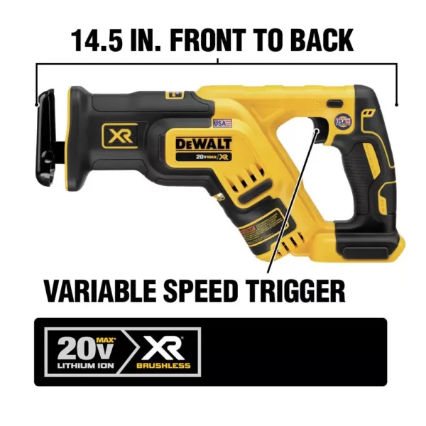 DEWALT 20-Volt MAX Lithium-Ion Cordless Brushless Compact Reciprocating Saw with 20-Volt Cordless Brushless Router (Tool-Only)