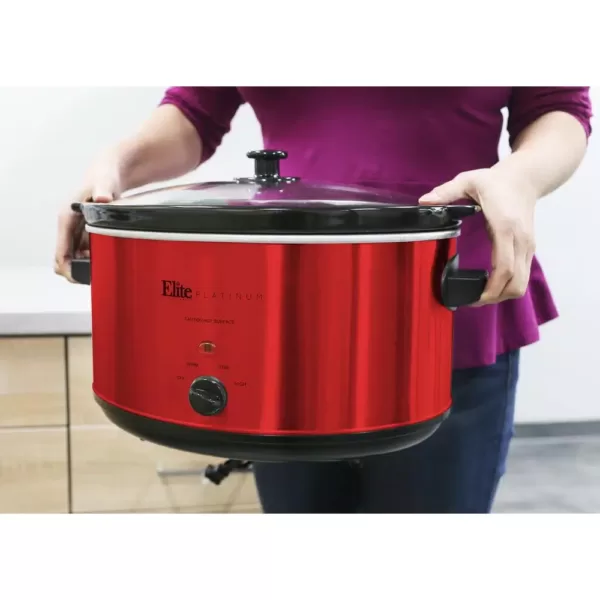 Elite Platinum 8.5 Qt. Red Slow Cooker