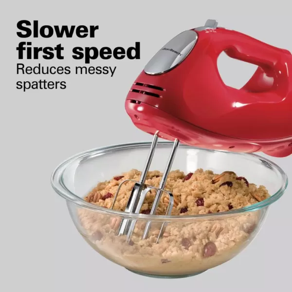 Hamilton Beach Ensemble 6-Speed Red Hand Mixer with Snap-On Case