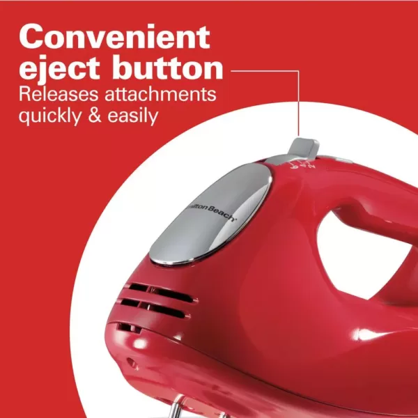 Hamilton Beach Ensemble 6-Speed Red Hand Mixer with Snap-On Case