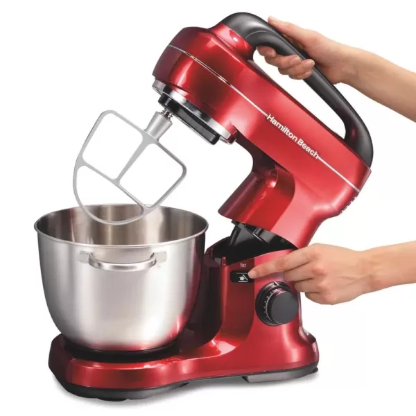 Hamilton Beach 4 Qt. 7-Speed Red Stand Mixer with Tilt Head