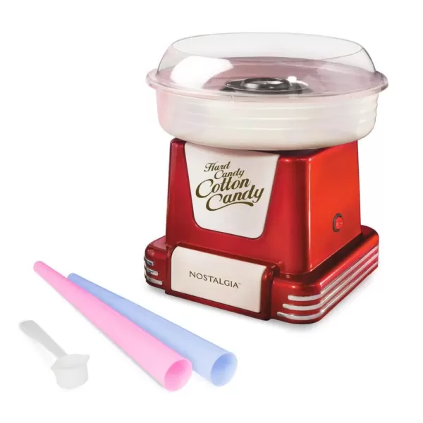 Nostalgia Retro Red Hard and Sugar Free Cotton Candy Maker with Cotton Candy Cones