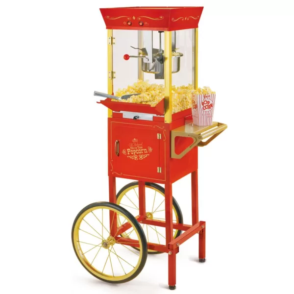 Nostalgia Vintage 600-Watt 8 oz. Oil Red Popcorn Machine with Cart