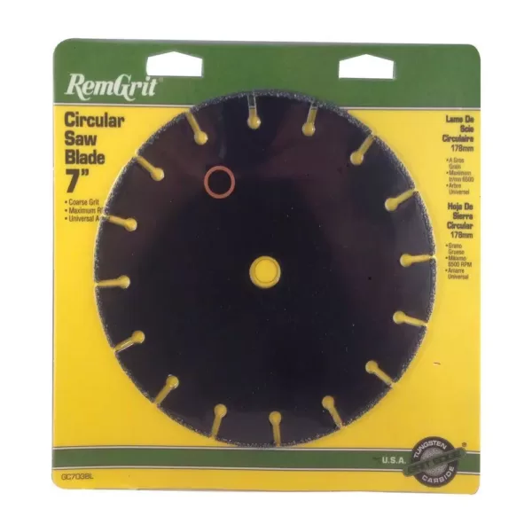 RemGrit 7 in. Coarse Grit Carbide Grit Circular Saw Blade