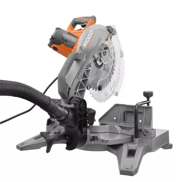 RIDGID 15 Amp Corded 12 in. Dual Bevel Miter Saw with LED with Universal Mobile Miter Saw Stand with Mounting Braces