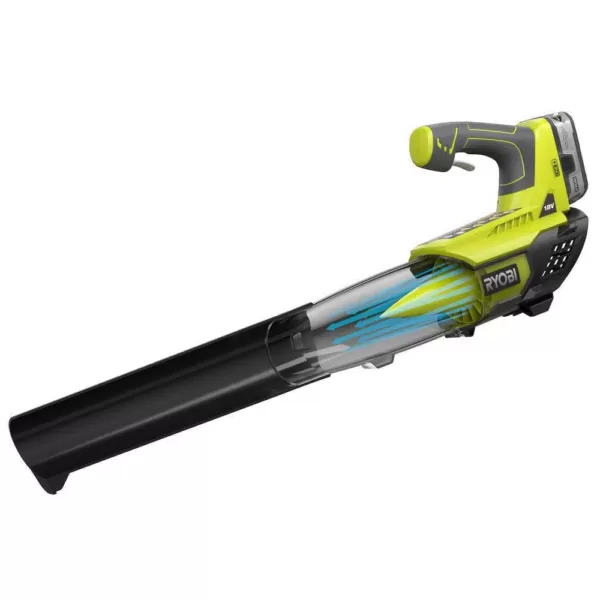 RYOBI ONE+ 100 MPH 280 CFM Variable-Speed 18-Volt Lithium-Ion Cordless Jet Fan Leaf Blower 4Ah Battery and Charger Included