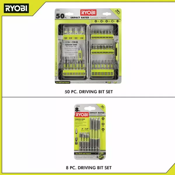 RYOBI Impact Rated Driving Kit (50-Piece) with BONUS (8-Piece) Impact Rated Driving Kit