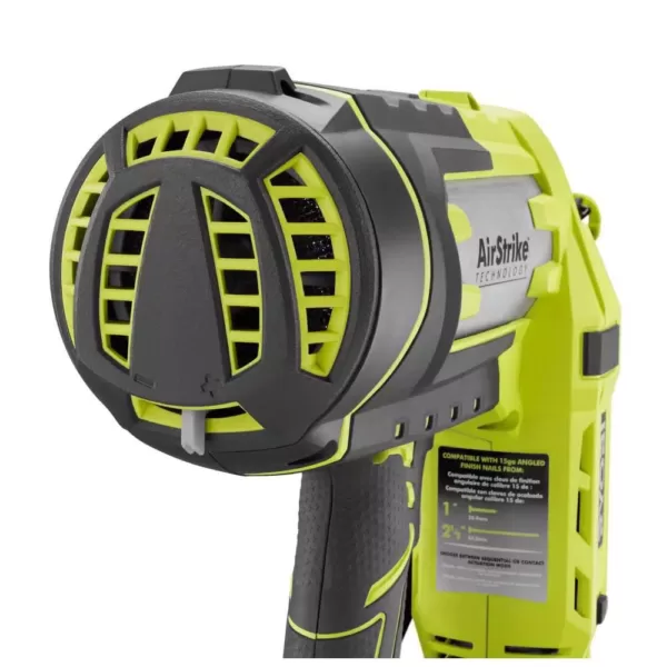 RYOBI 18-Volt ONE+ Lithium-Ion Cordless AirStrike 15-Gauge Angled Nailer Kit with ONE+ Lithium-Ion 2.0 Ah Battery and Charger