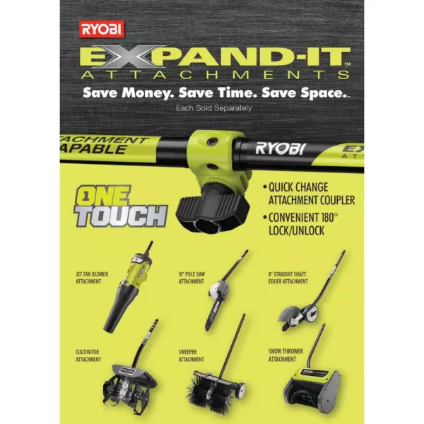 RYOBI 25 cc Gas 2-Cycle Attachment Capable Full Crank Straight Shaft String Trimmer and Ultimate Attachment Kit