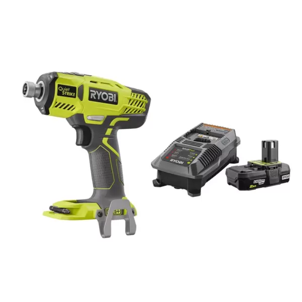 RYOBI 18-Volt ONE+ Cordless 1/4 in. Hex QuietSTRIKE Pulse Driver with Belt Clip with 2.0 Ah Battery and Charger Kit