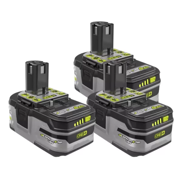 RYOBI 18-Volt ONE+ Lithium-Ion 4.0 Ah LITHIUM+ HP High Capacity Battery 3-Pack