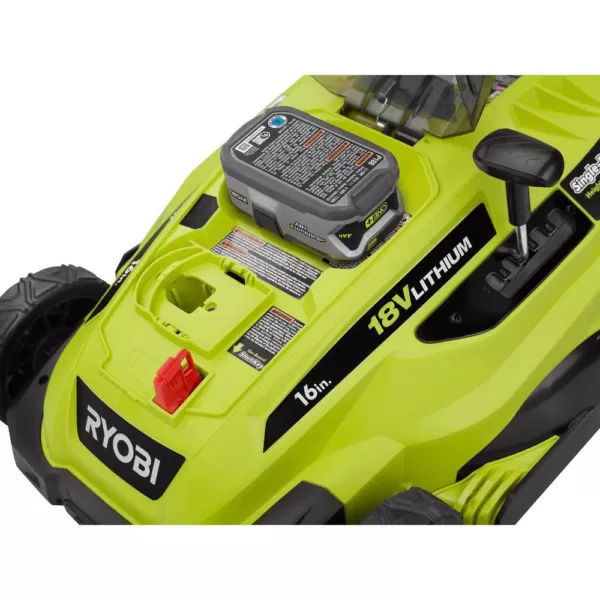 RYOBI 16 in. ONE+ 18-Volt Lithium-Ion Cordless Battery Walk Behind Push Lawn Mower Two 4.0Ah Batteries/Charger Included