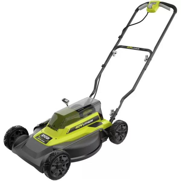 RYOBI 18 in. 40-Volt 2-in-1 Lithium-Ion Cordless Battery Walk Behind Push Mower with Two 4.0 Ah Batteries and Charger Included