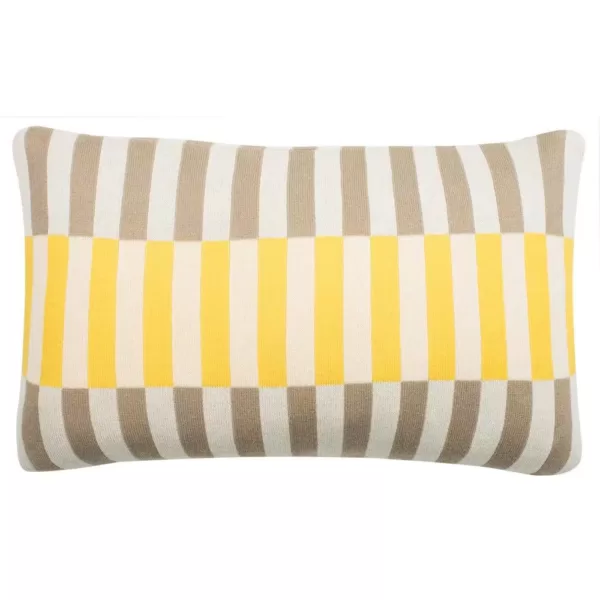 Safavieh Stone Yellow Natural Striped Down Alternative 12 in. x 20 in. Throw Pillow