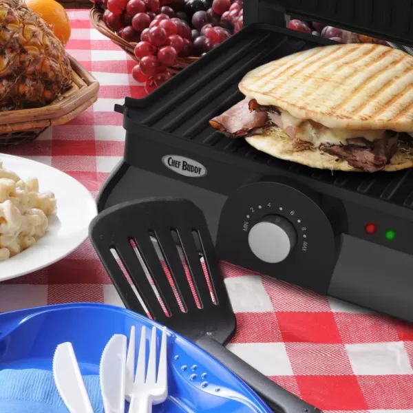 Chef Buddy 1400 W Silver Non-Stick Panini Press