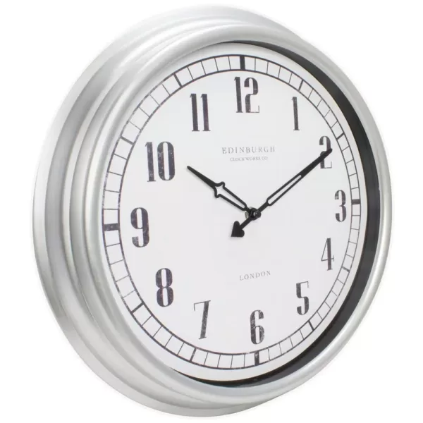 Equity by La Crosse 16 in. Indoor/Outdoor Silver Quartz Wall Clock