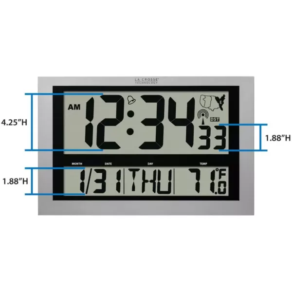 La Crosse Technology Jumbo Digital Atomic Wall Clock with Temperature