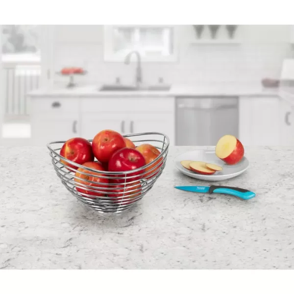 Spectrum Opus Countertop Chrome Fruit Bowl Basket Produce Holder Organizer Decorative Display Stand