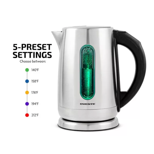 Ovente 7.1-Cup Stainless Steel Electric Kettle with Touch Screen Control Panel