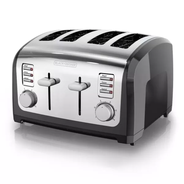 BLACK+DECKER 4-Slice Stainless Steel Wide Slot Toaster with Crumb Tray