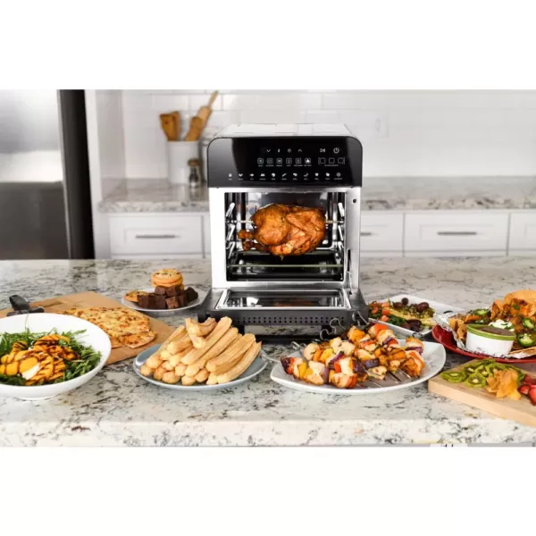 GoWISE USA 1700-Watts Electric Air Fryer Oven Grill Stainless Steel with Dual Heating Rotisserie and Dehydrator