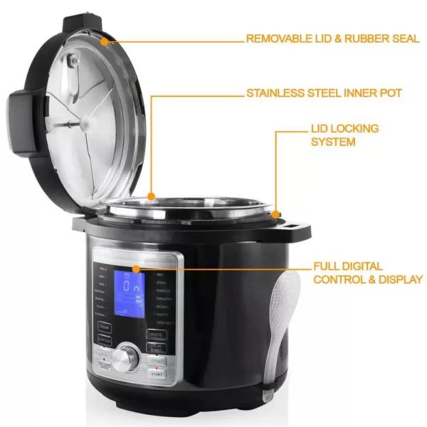 MegaChef 6 Qt. Stainless Steel Electric Pressure Cooker with Stainless Steel Pot