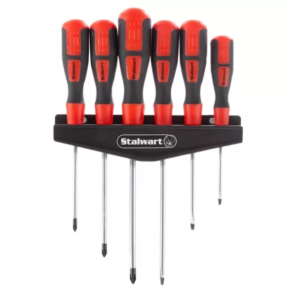 Stalwart Magnetic Tip Screwdriver Set with Hanging Storage Rack (6-Piece)