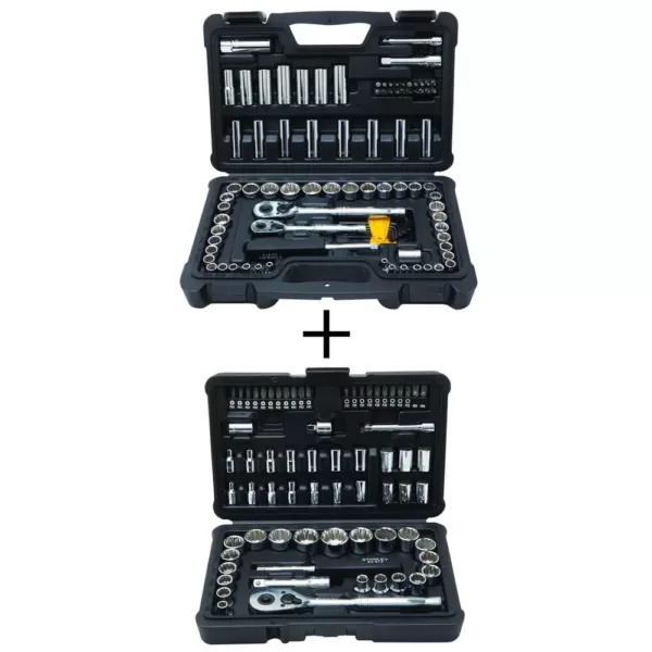 Stanley 1/4 in. & 3/8 in. Drive Full Polish Chrome SAE & Metric Mechanic Tool Set (97-Piece) w/ Bonus  Mechanic Tool Set (68pc)