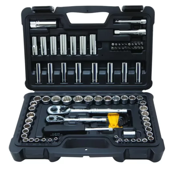 Stanley 1/4 in. & 3/8 in. Drive Full Polish Chrome SAE & Metric Mechanic Tool Set (97-Piece) w/ Bonus  Mechanic Tool Set (68pc)