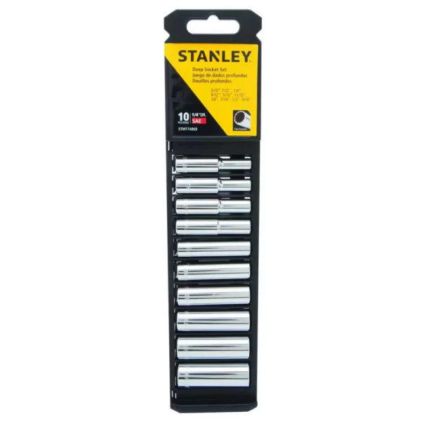 Stanley 1/4 in. Drive SAE Deep Socket Set (10-Piece)