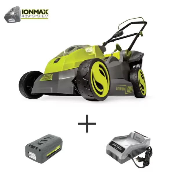 Sun Joe 16 in. 40-Volt Cordless Battery Walk Behind Push Mower Kit with 4.0 Ah Battery + Charger