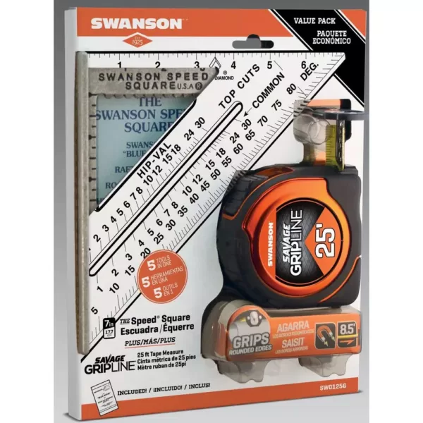 Swanson Speed Square and Gripline 25 ft. Tape Measure Bundle