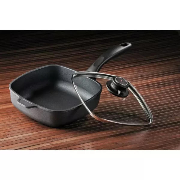 Swiss Diamond Classic Series Induction 2.1 qt. Cast Aluminum Nonstick Saute Pan in Gray with Glass Lid