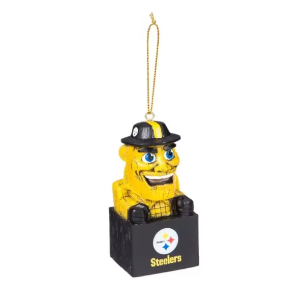 Team Sports America Pittsburgh Steelers 1-1/2 in. NFL Mascot Tiki Totem Christmas Ornament